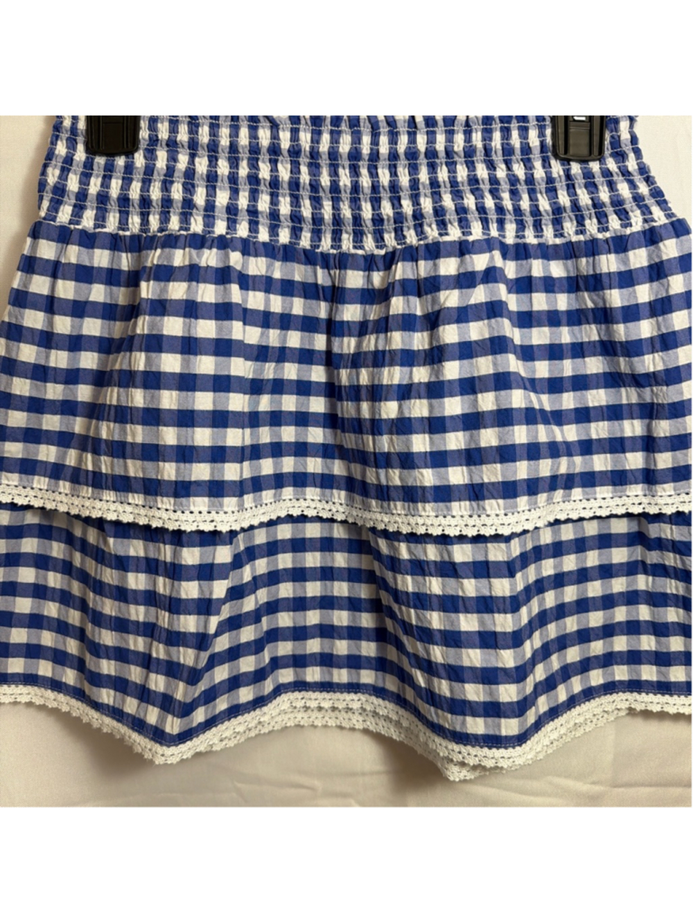 Girls Cat & Jack Gingham Tiered Mini Skirt L 10/12 Summer Picnic Play Farm Girl